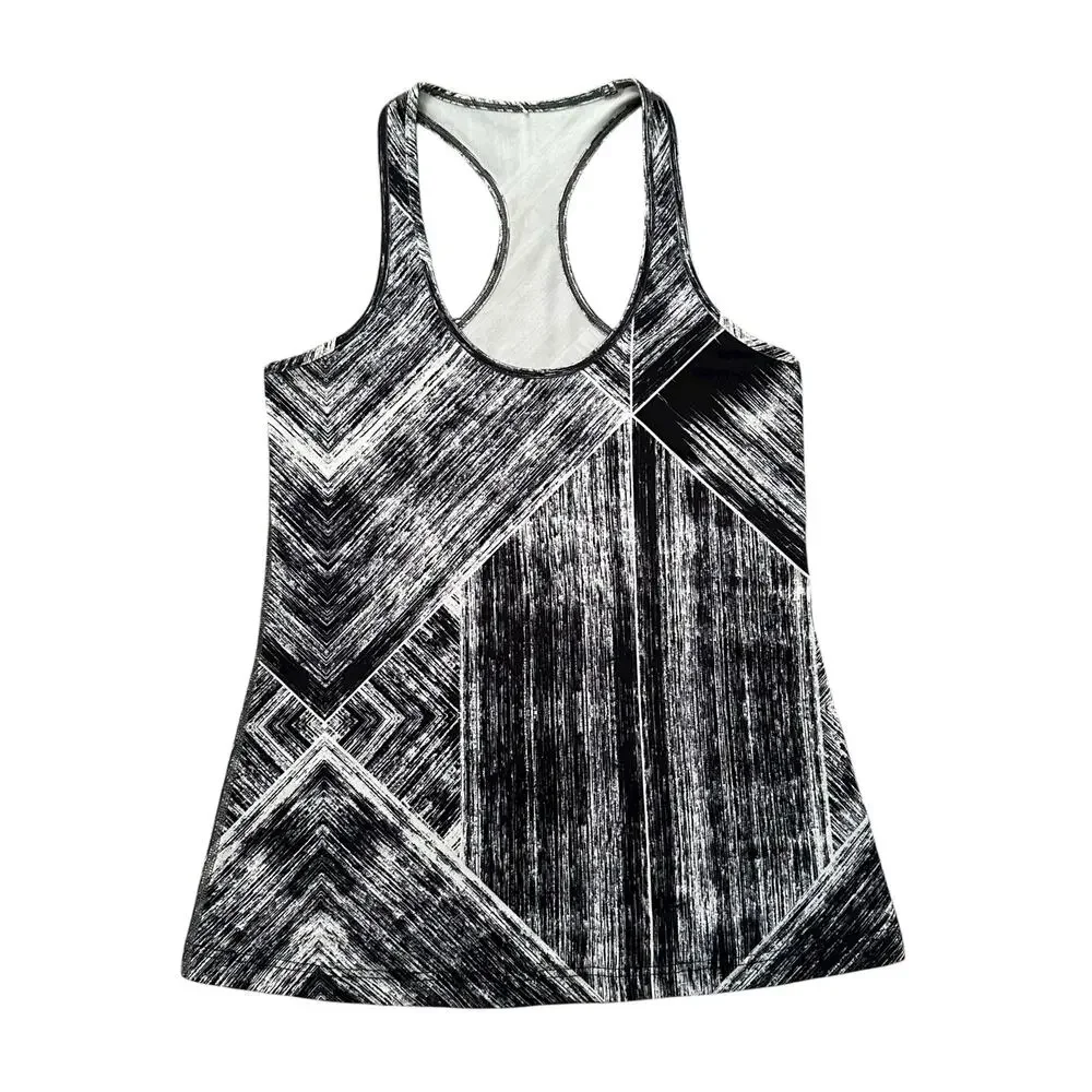 Lululemon black & white stripe pattern Cool racerback tank top
